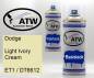 Preview: Dodge, Light Ivory Cream, ET1 / DT6612: 400ml Sprühdose + 400ml Klarlack - Set, von ATW Autoteile West.